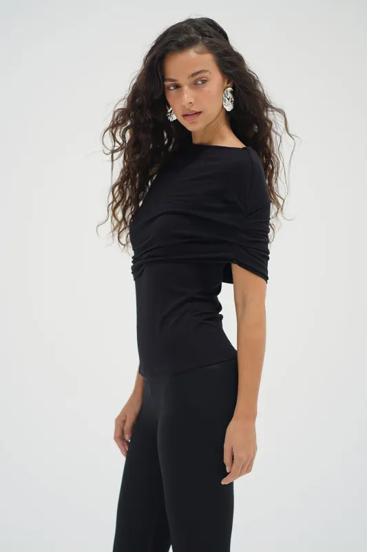 Rylie Shawl Top - Black sold by LNA