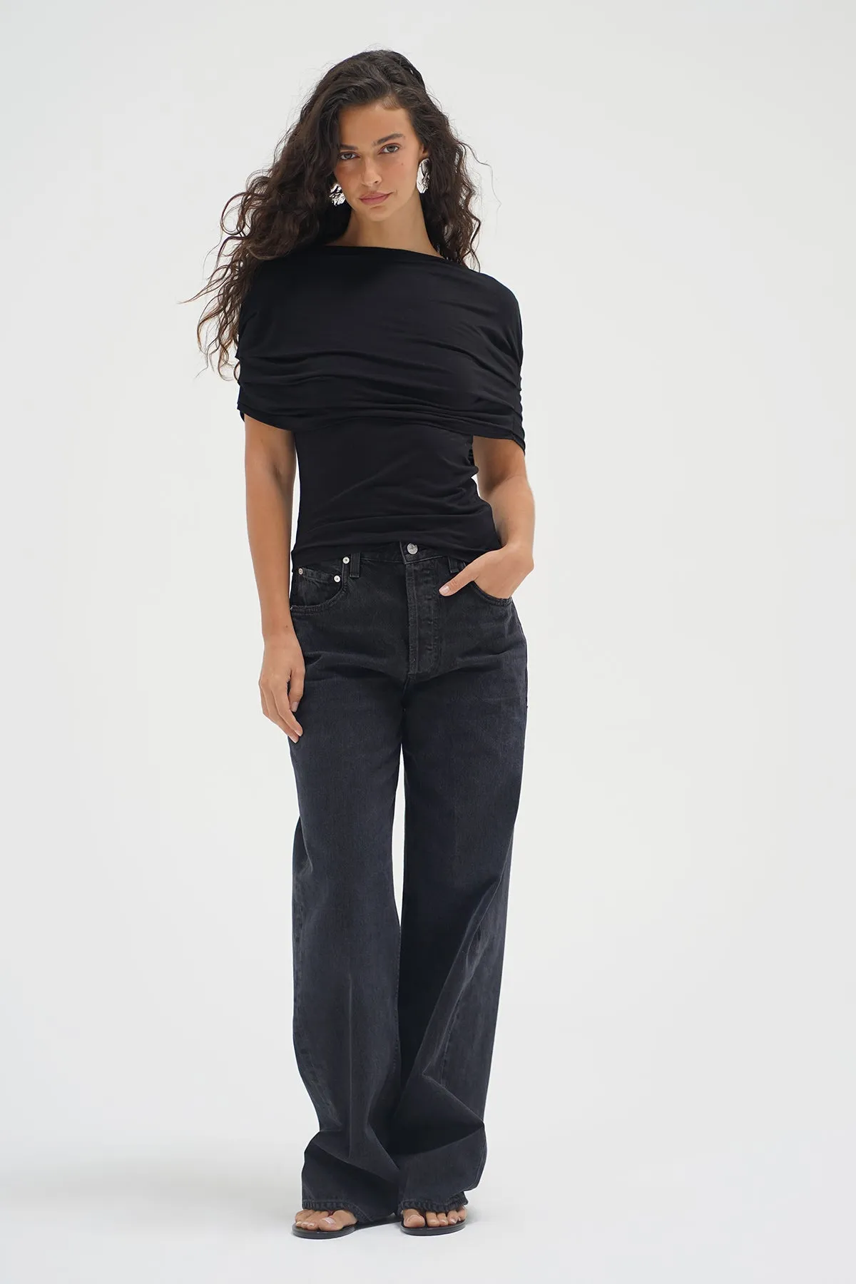 Rylie Shawl Top - Black sold by LNA product image thumbnail 2