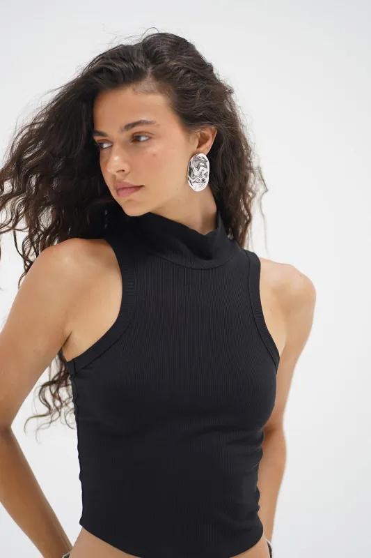 Detra Mock Neck Tank - Black sold by LNA