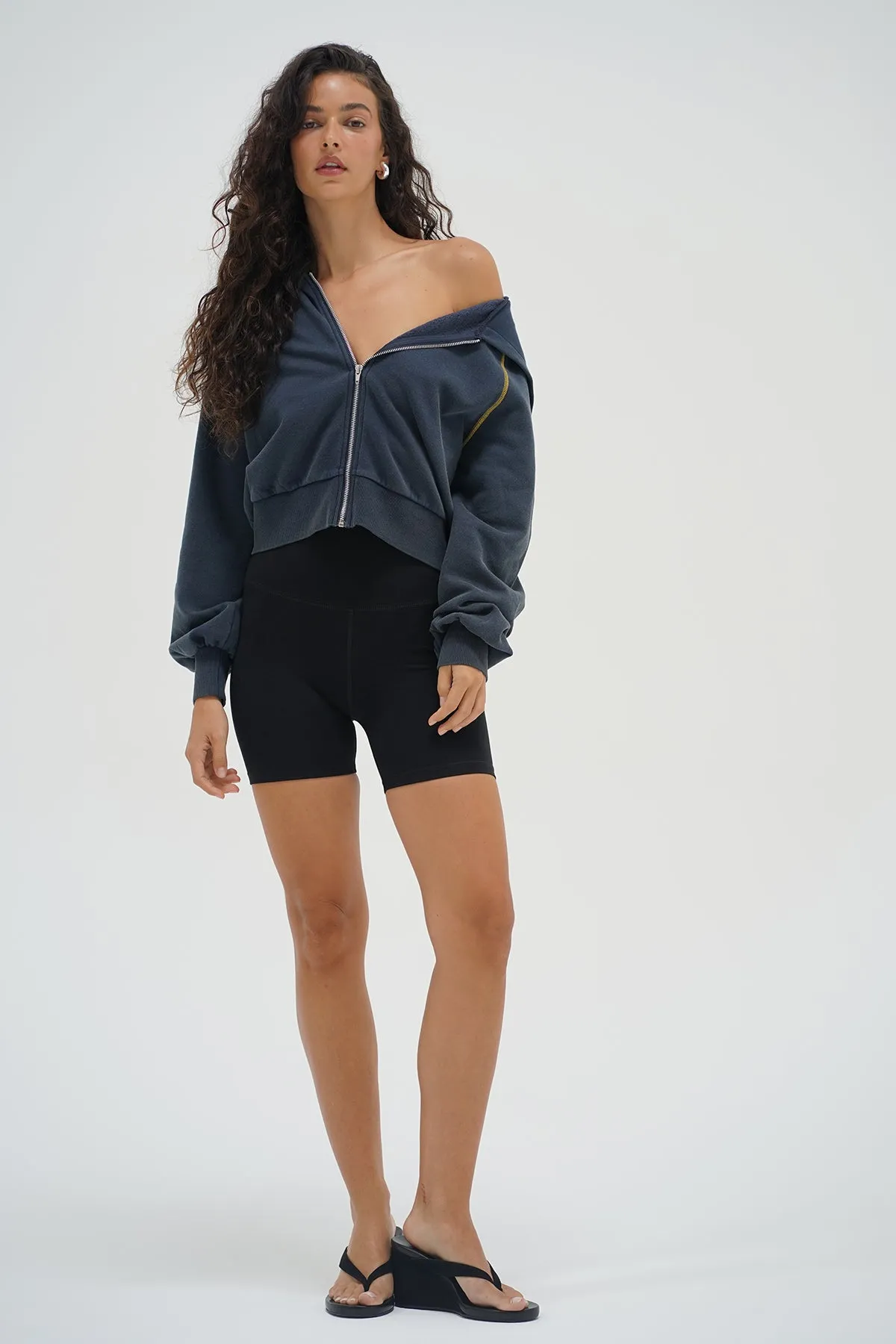 Lennon Zip Up Hoodie - Stone Wash Navy sold by LNA product image thumbnail 4