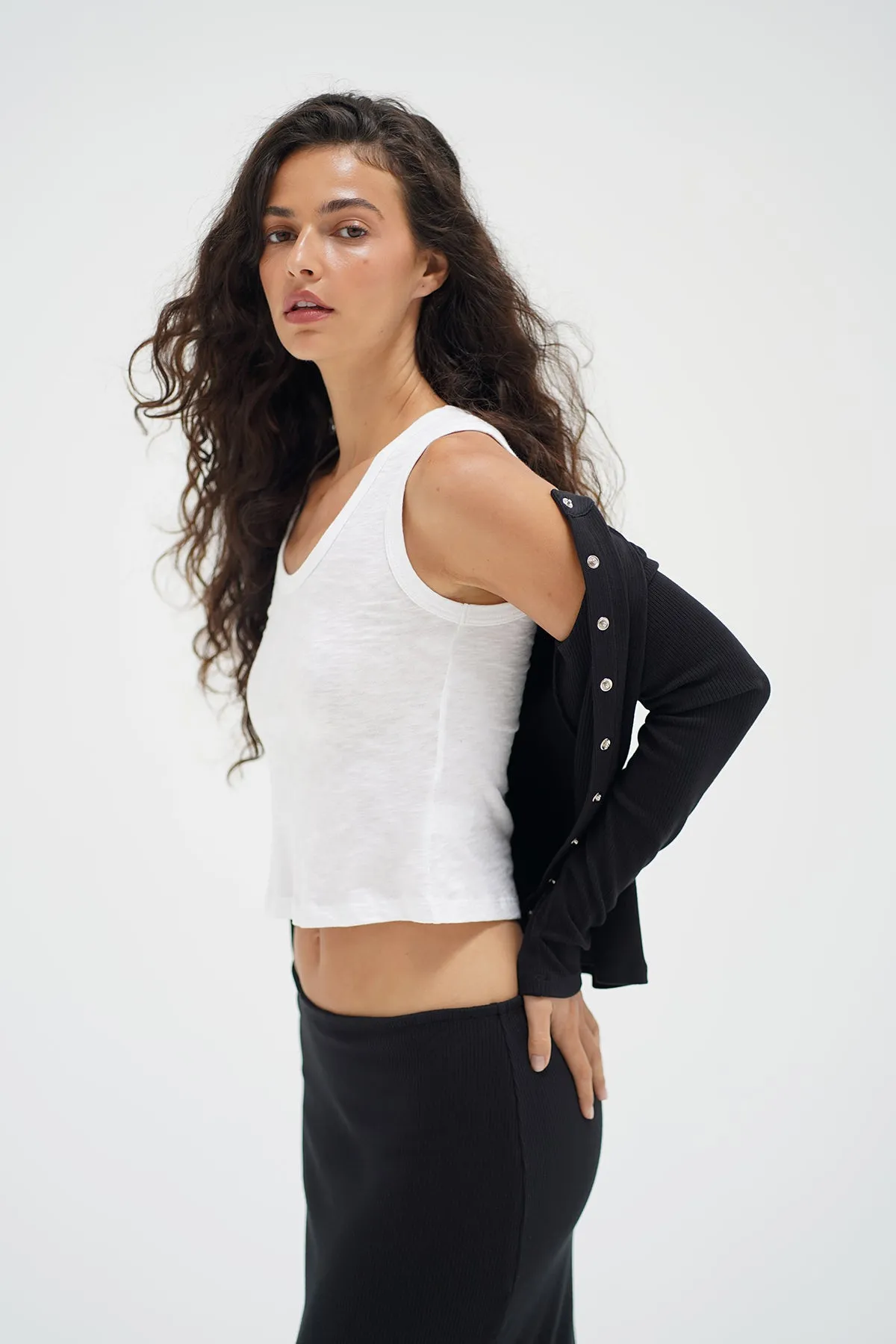 Felice Ribbed Cardigan - Black sold by LNA product image thumbnail 2