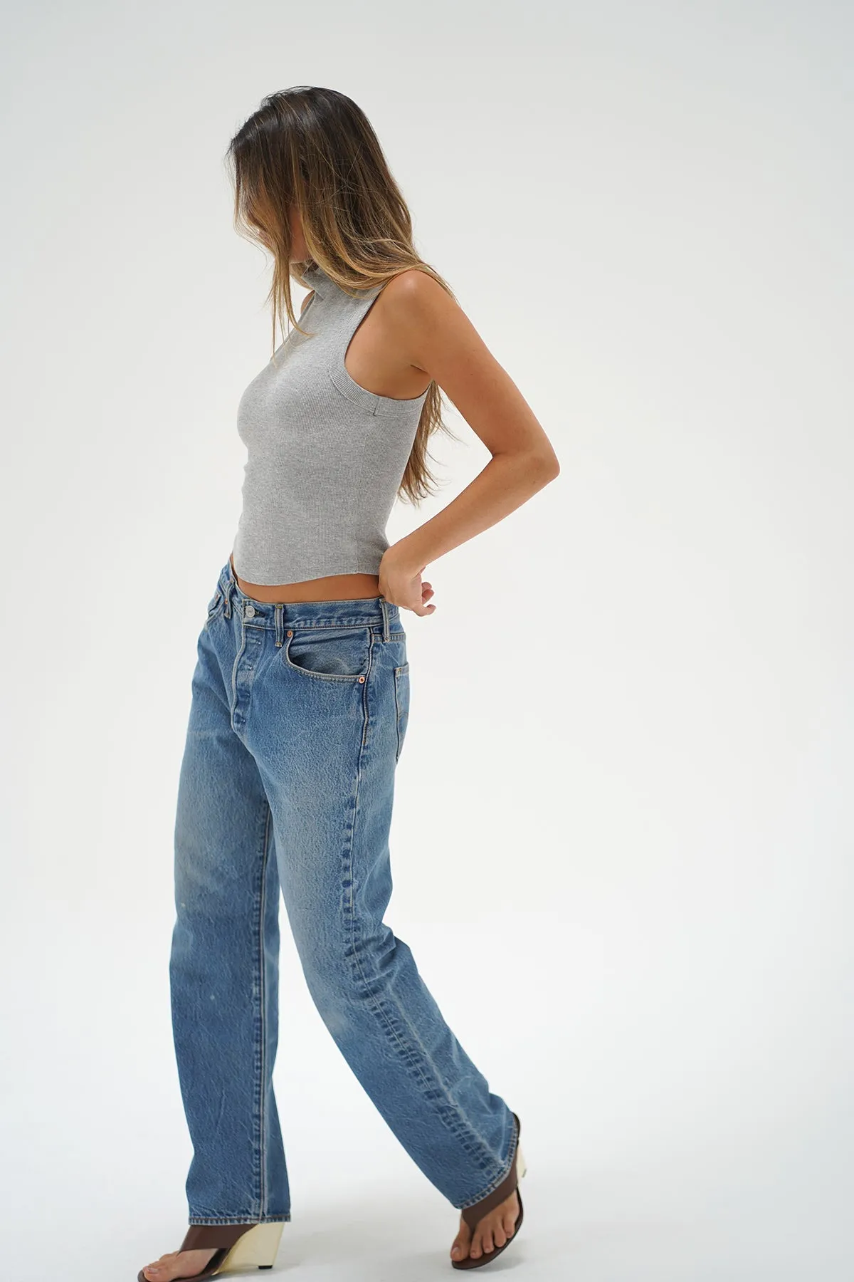 Detra Mock Neck Tank - Heather Grey sold by LNA product image thumbnail 3