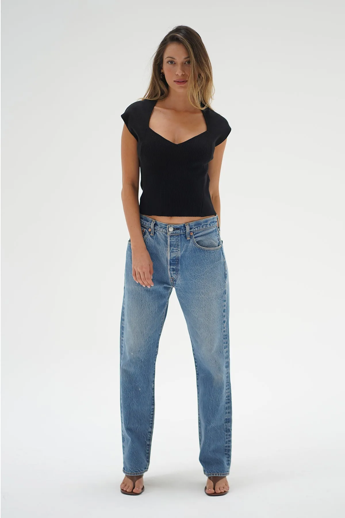 Millie Cap Sleeve Sweater - Black sold by LNA product image thumbnail 2