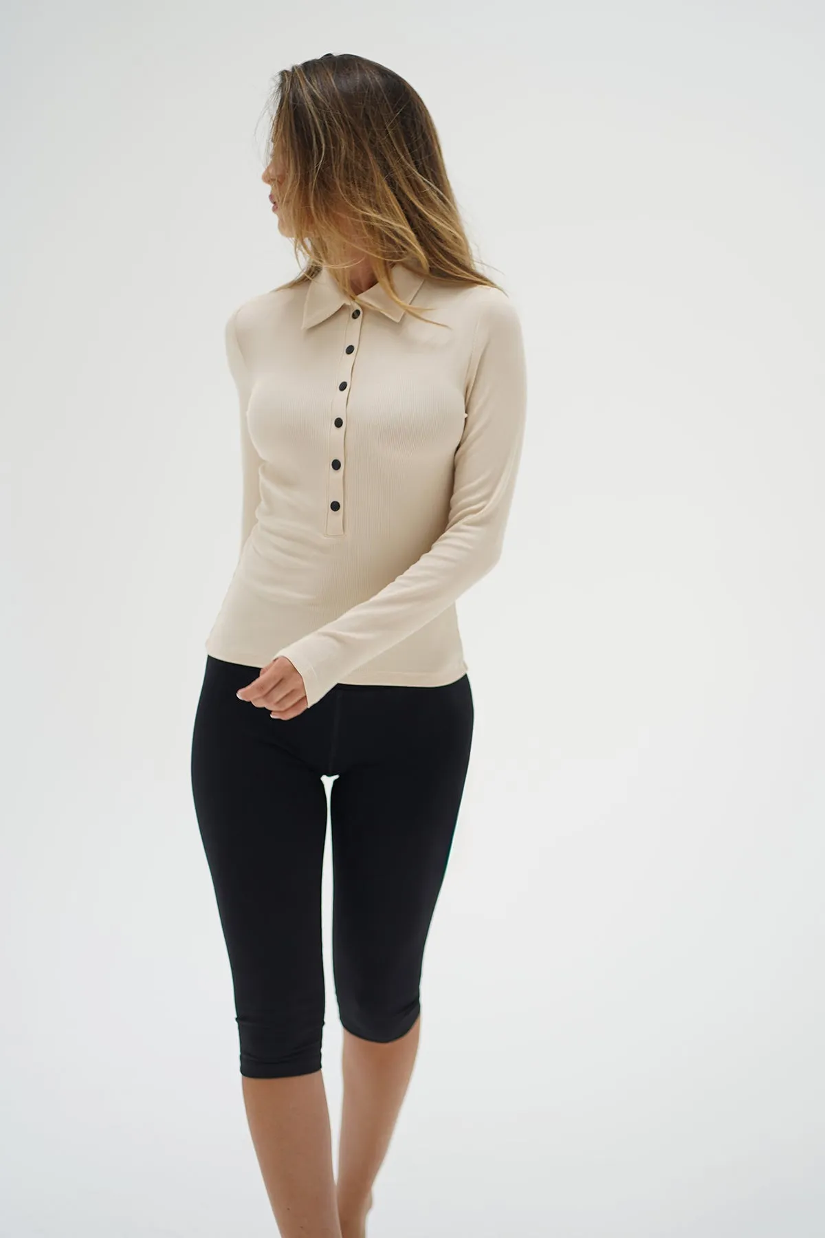 Kylee Snap Long Sleeve - Bone sold by LNA product image thumbnail 3