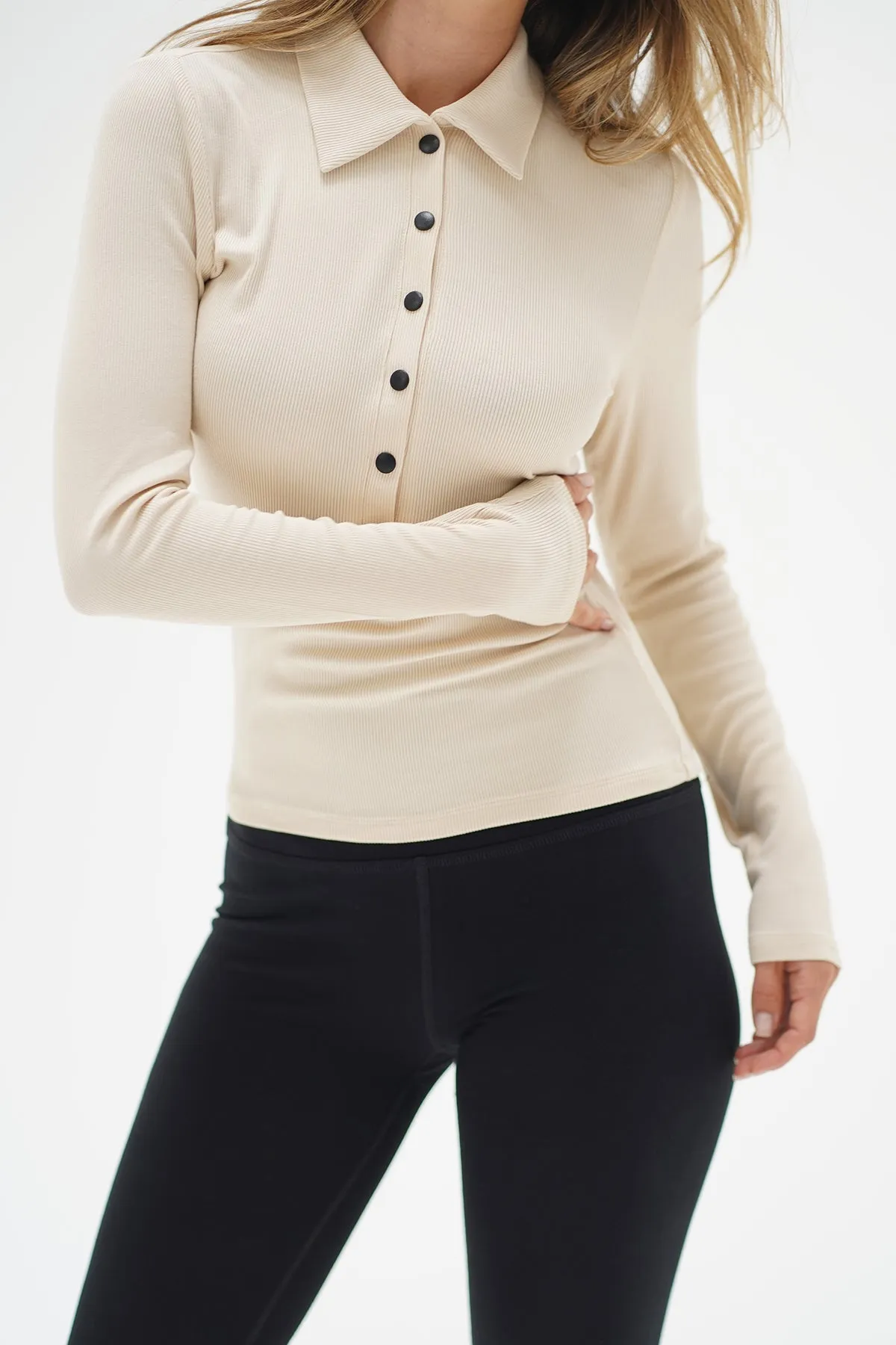Kylee Snap Long Sleeve - Bone sold by LNA product image thumbnail 4