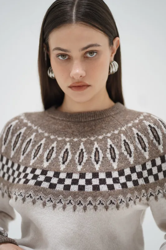 Tali Fair Isle Sweater - Ivory Multi Fair Isle sold by LNA