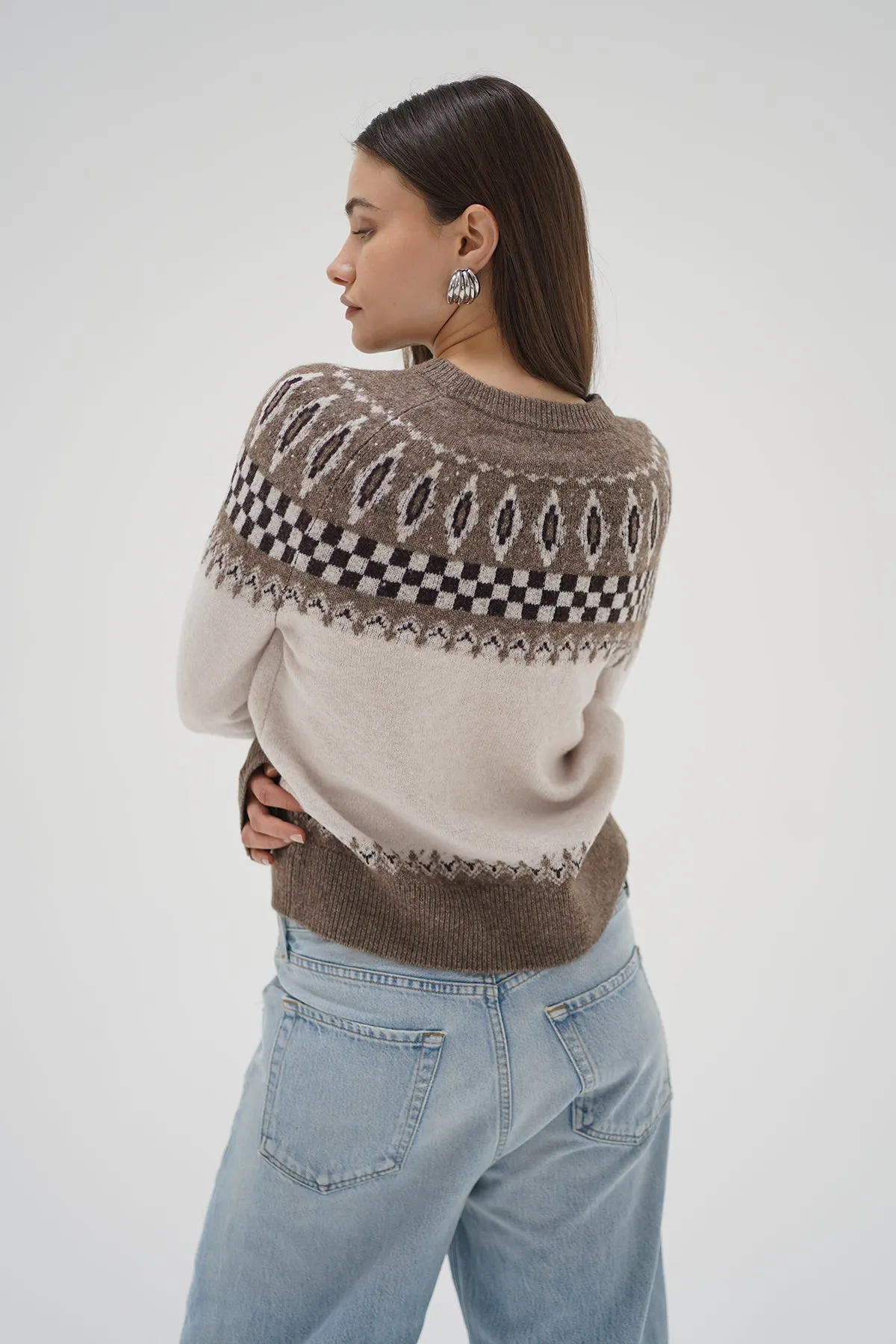 Tali Fair Isle Sweater - Ivory Multi Fair Isle sold by LNA product image thumbnail 4