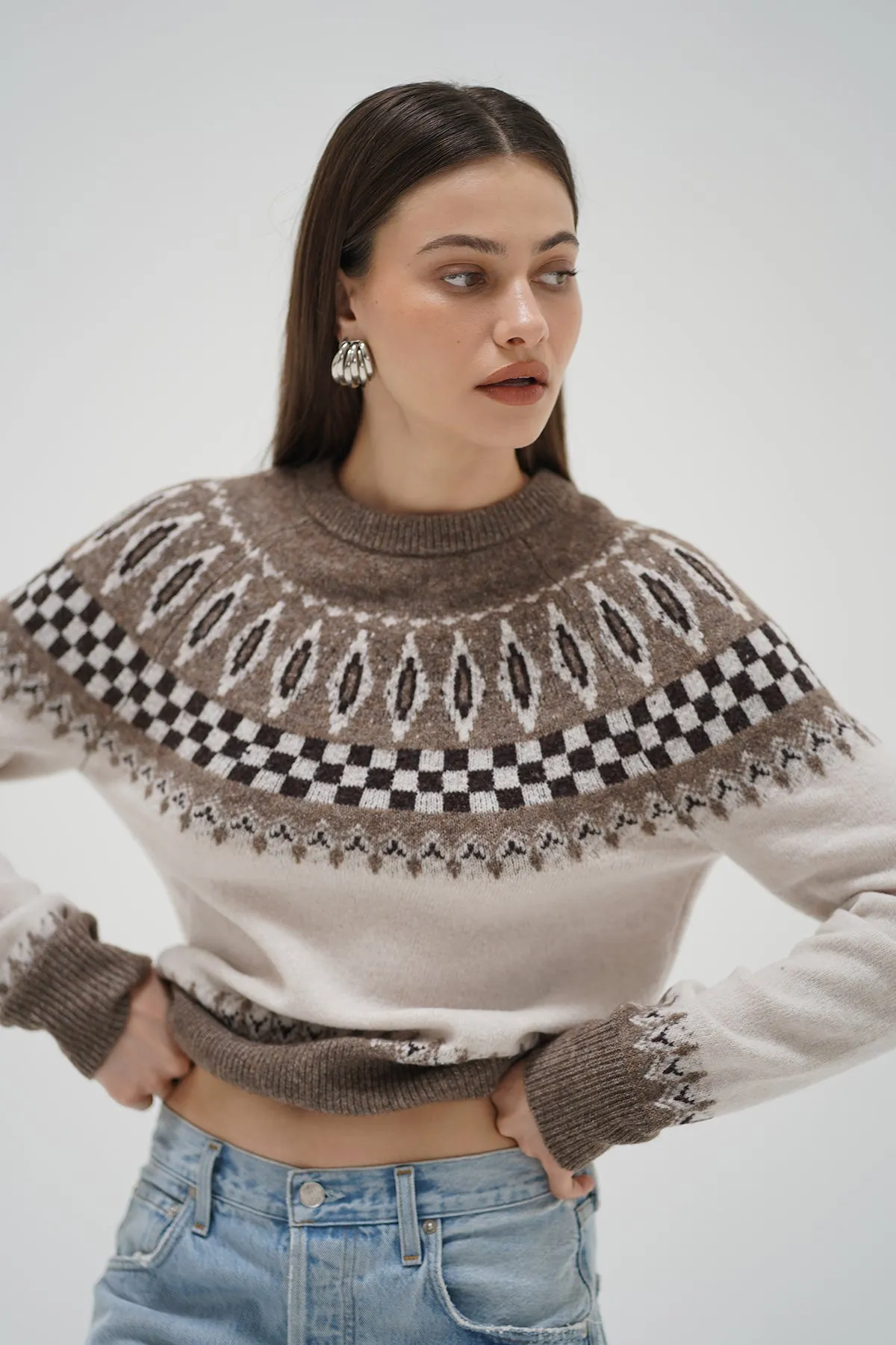 Tali Fair Isle Sweater - Ivory Multi Fair Isle sold by LNA product image thumbnail 3