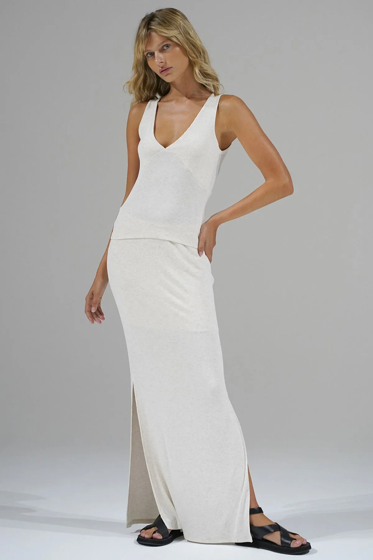 Steph Rib Skirt - Heather White sold by LNA product image thumbnail 2