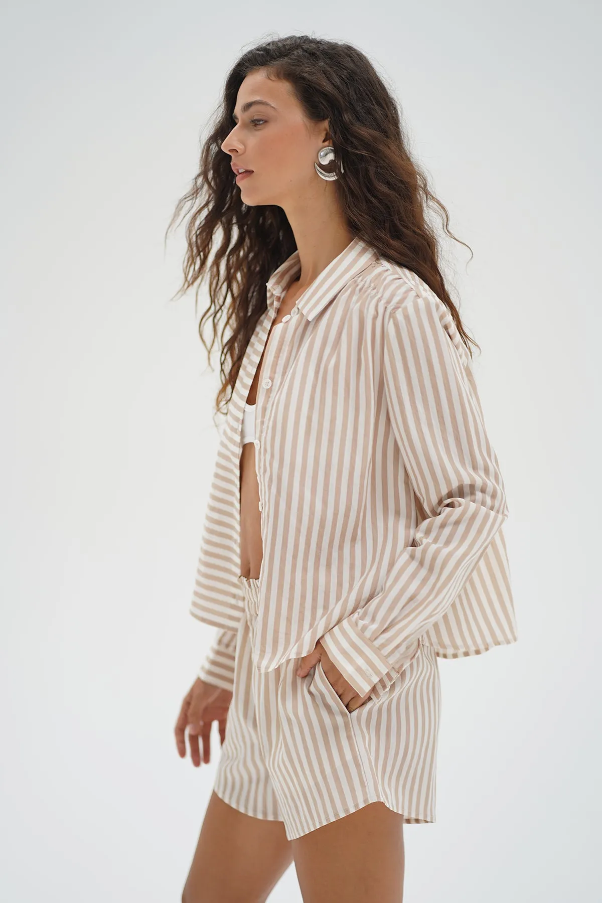 Bondi Button Up Blouse - Sandbar Stripe sold by LNA product image thumbnail 3