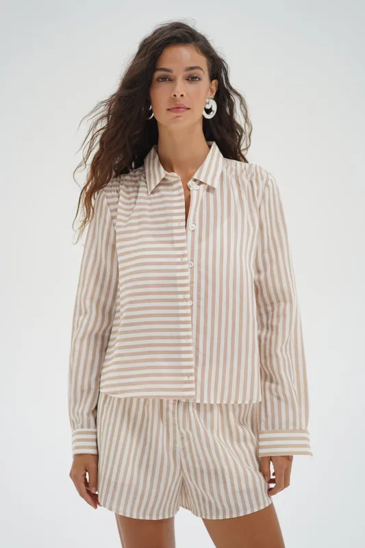 Bondi Button Up Blouse - Sandbar Stripe made by LNA