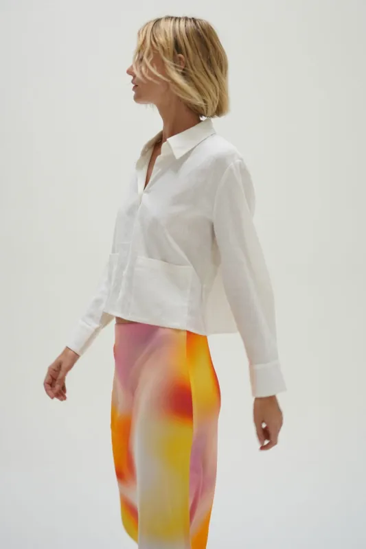 Rai Linen Button Up - White sold by LNA