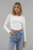 Arya Ribbed Long Sleeve - White sold by LNA