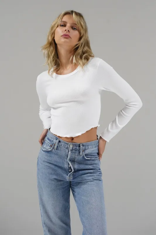 Arya Ribbed Long Sleeve - White sold by LNA
