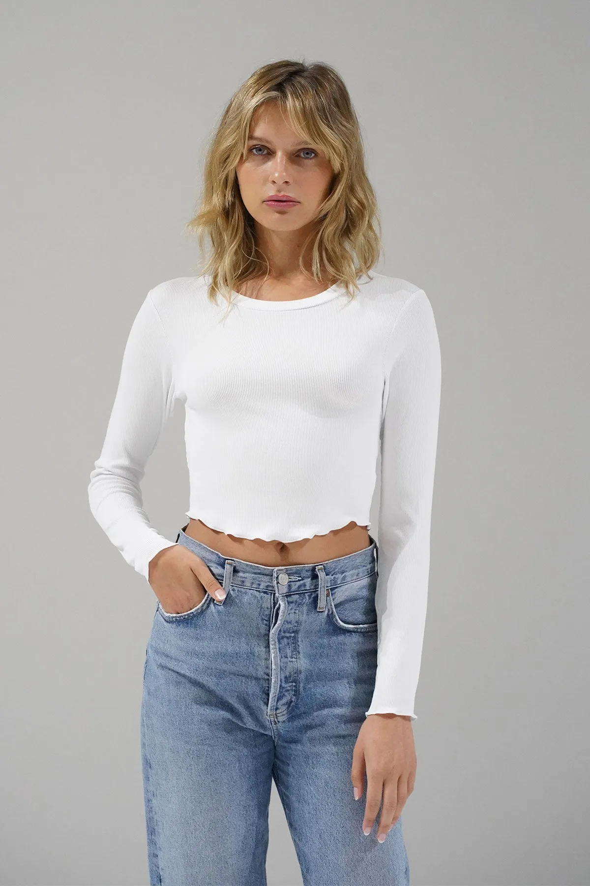 Arya Ribbed Long Sleeve - White sold by LNA product image thumbnail 4