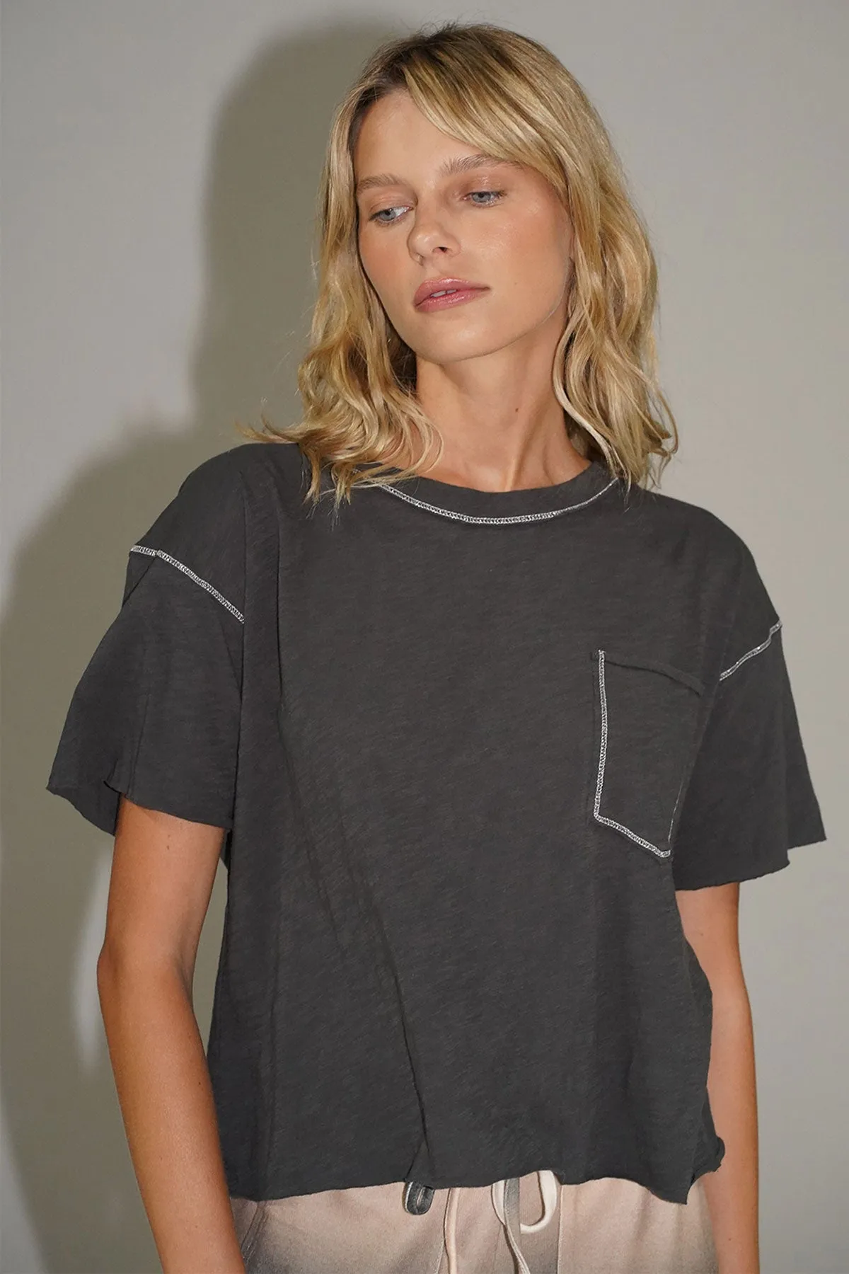 Metallic Thread Cotton Pocket Tee - Bristol Black sold by LNA