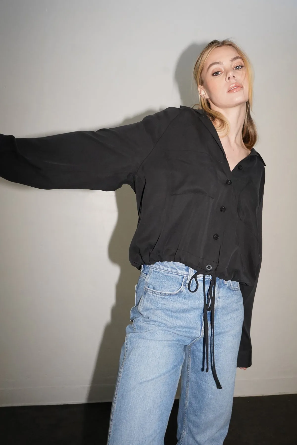 Drawstring Button Down - Pirate Black sold by LNA product image thumbnail 5