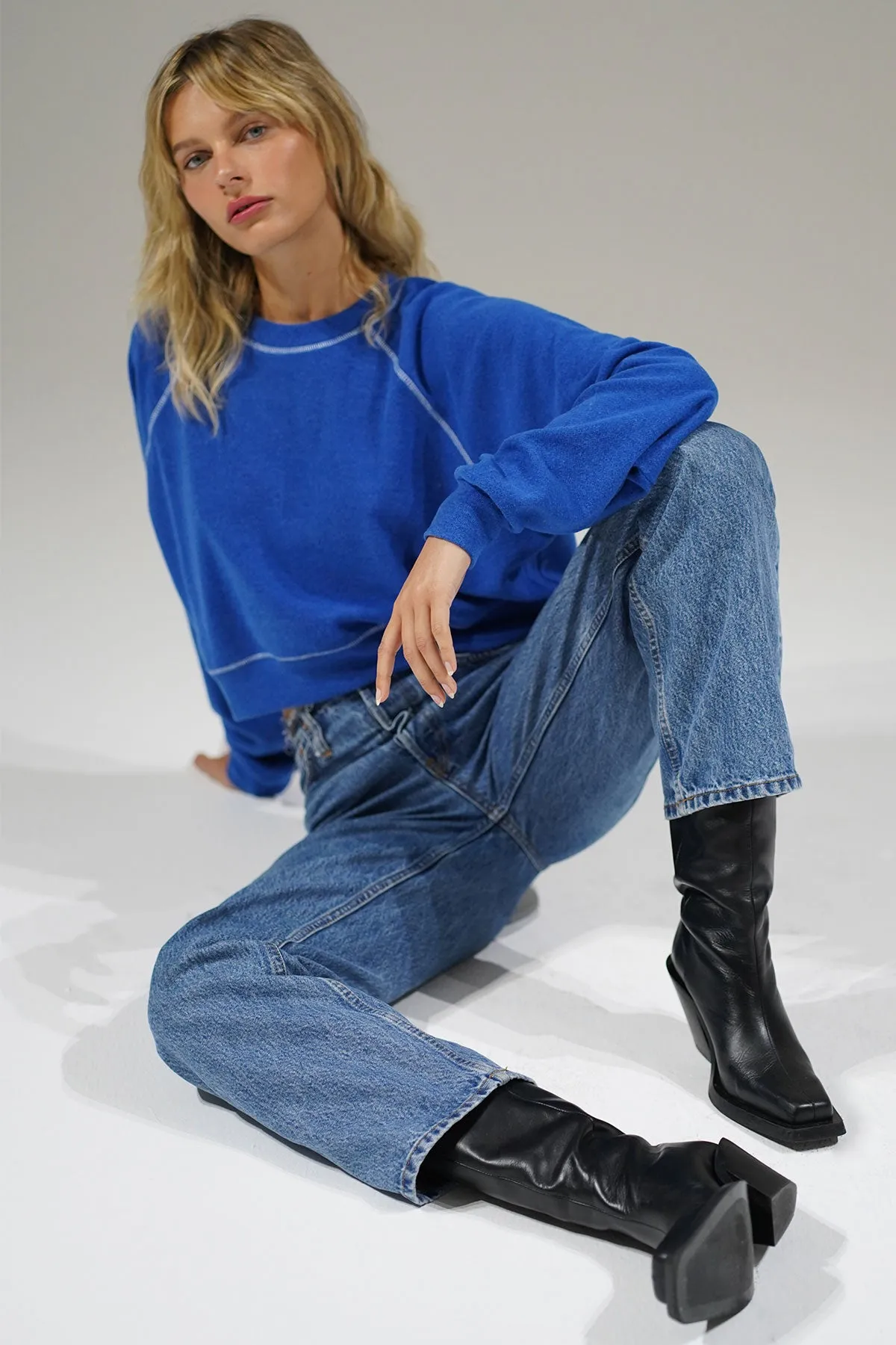 90's Brushed Sweatshirt - Blue Lemonade sold by LNA product image thumbnail 5