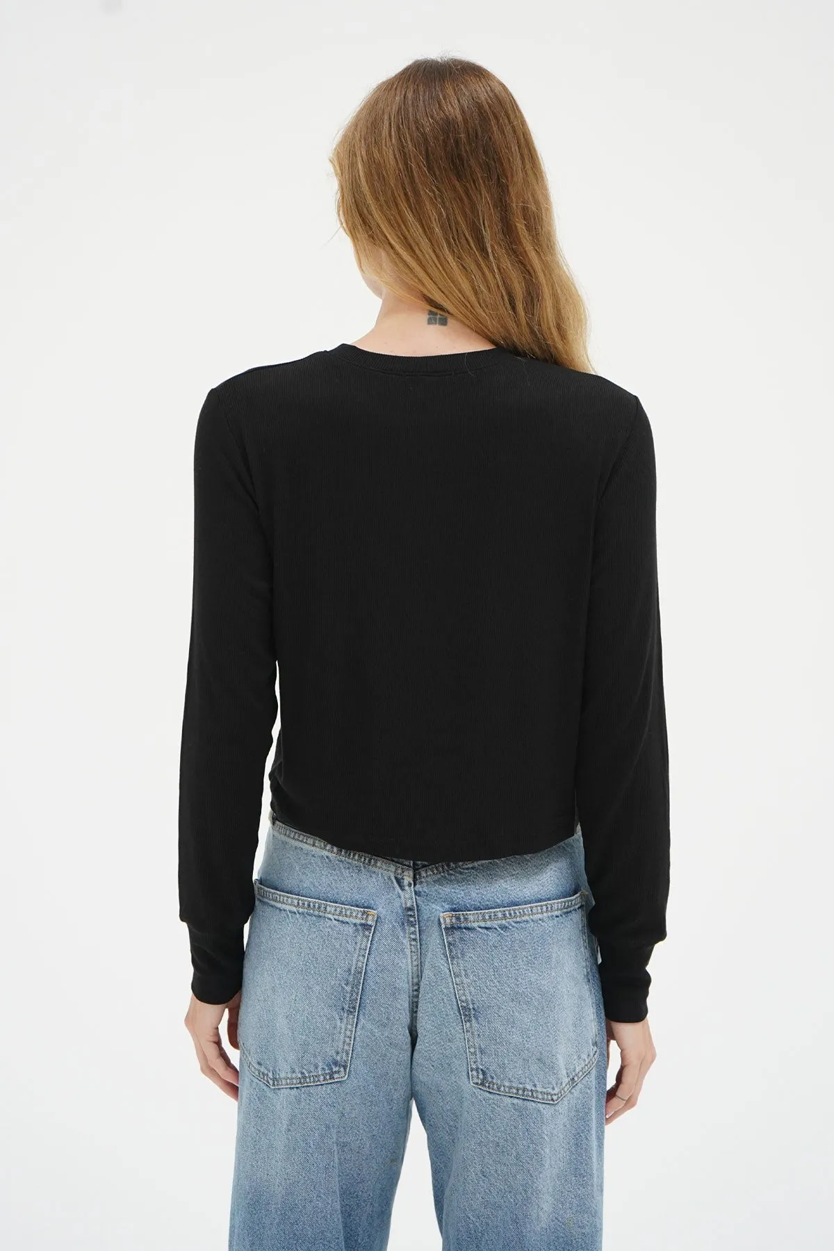 Long Sleeve Ribbed Crew - Black sold by LNA product image thumbnail 4