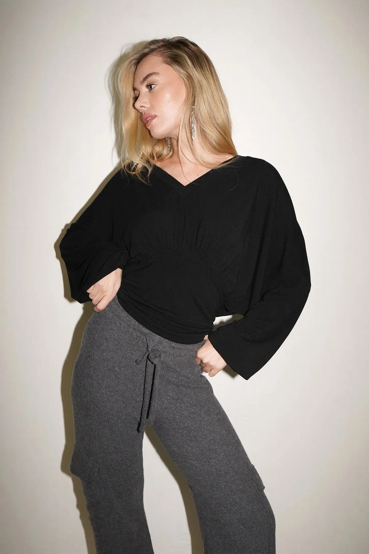 Deep V Banded Top - Black sold by LNA product image thumbnail 5