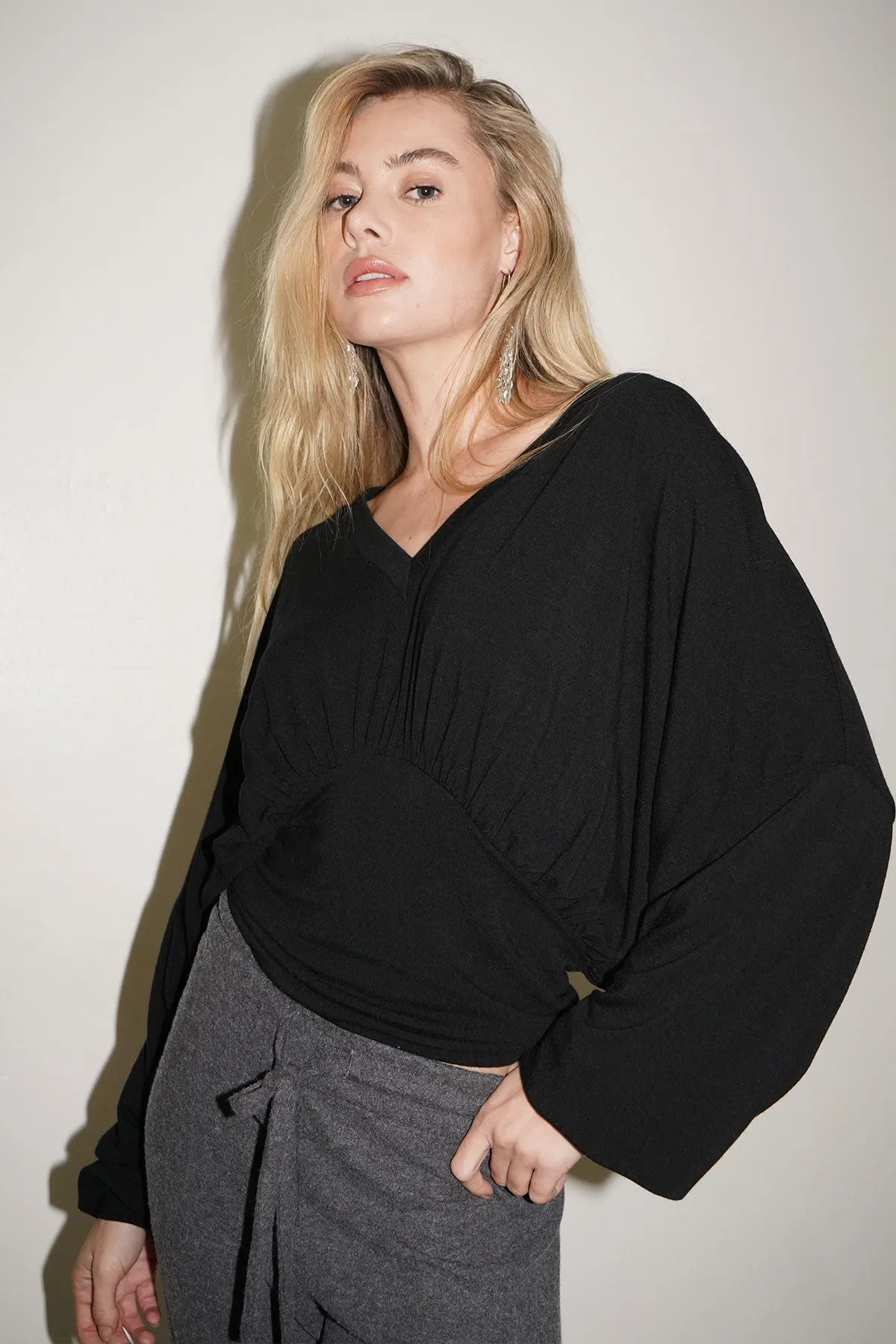 Deep V Banded Top - Black sold by LNA product image thumbnail 2