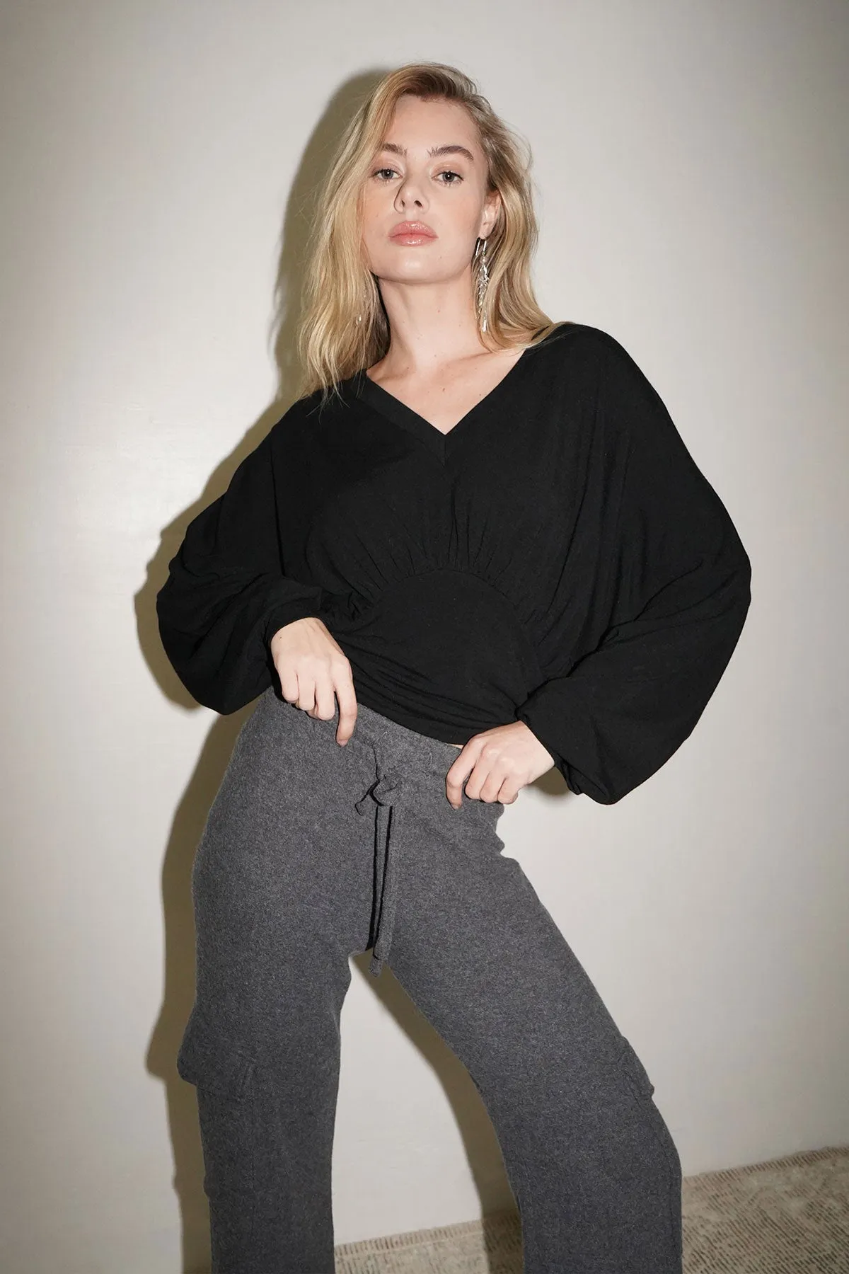 Deep V Banded Top - Black sold by LNA