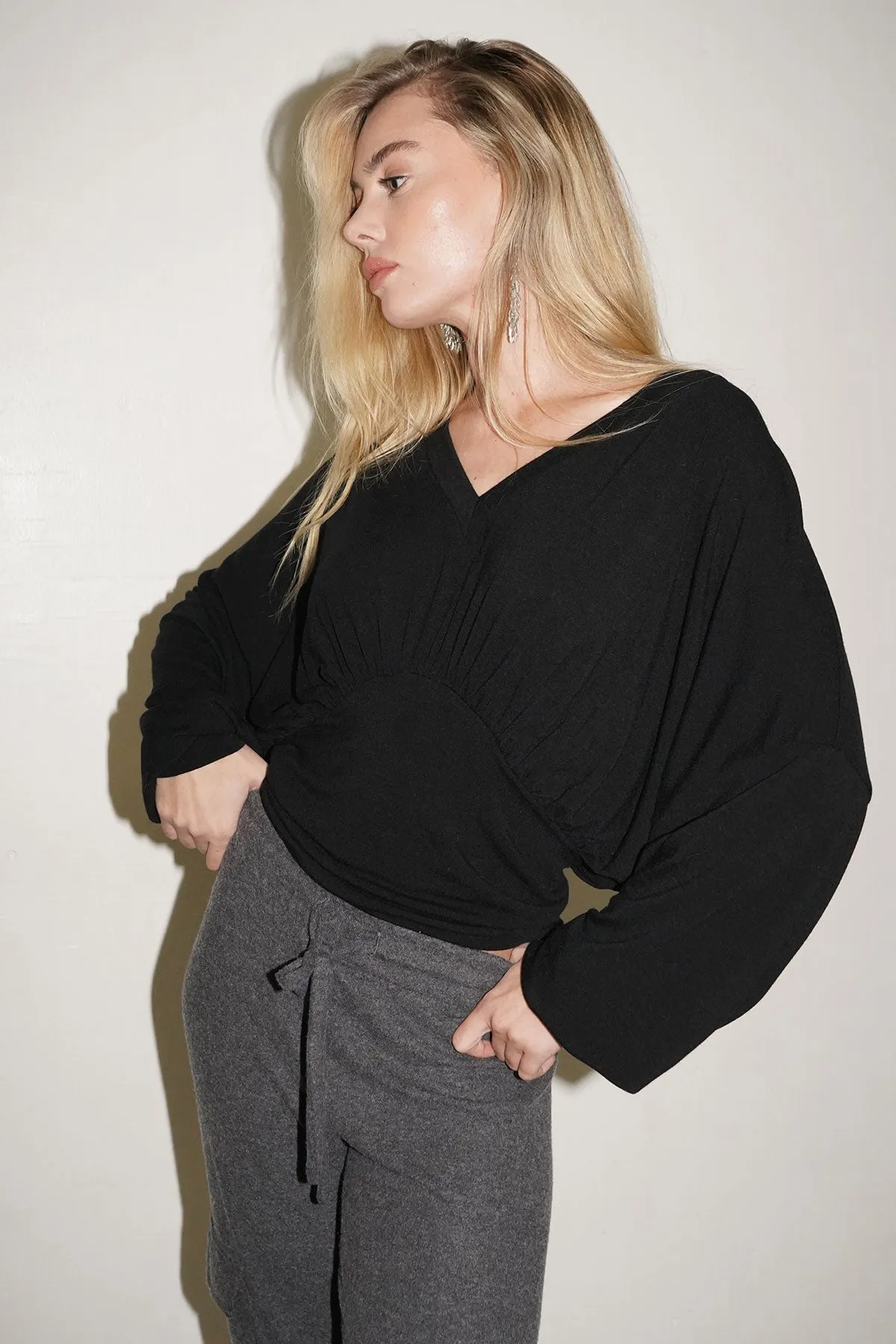 Deep V Banded Top - Black sold by LNA product image thumbnail 4