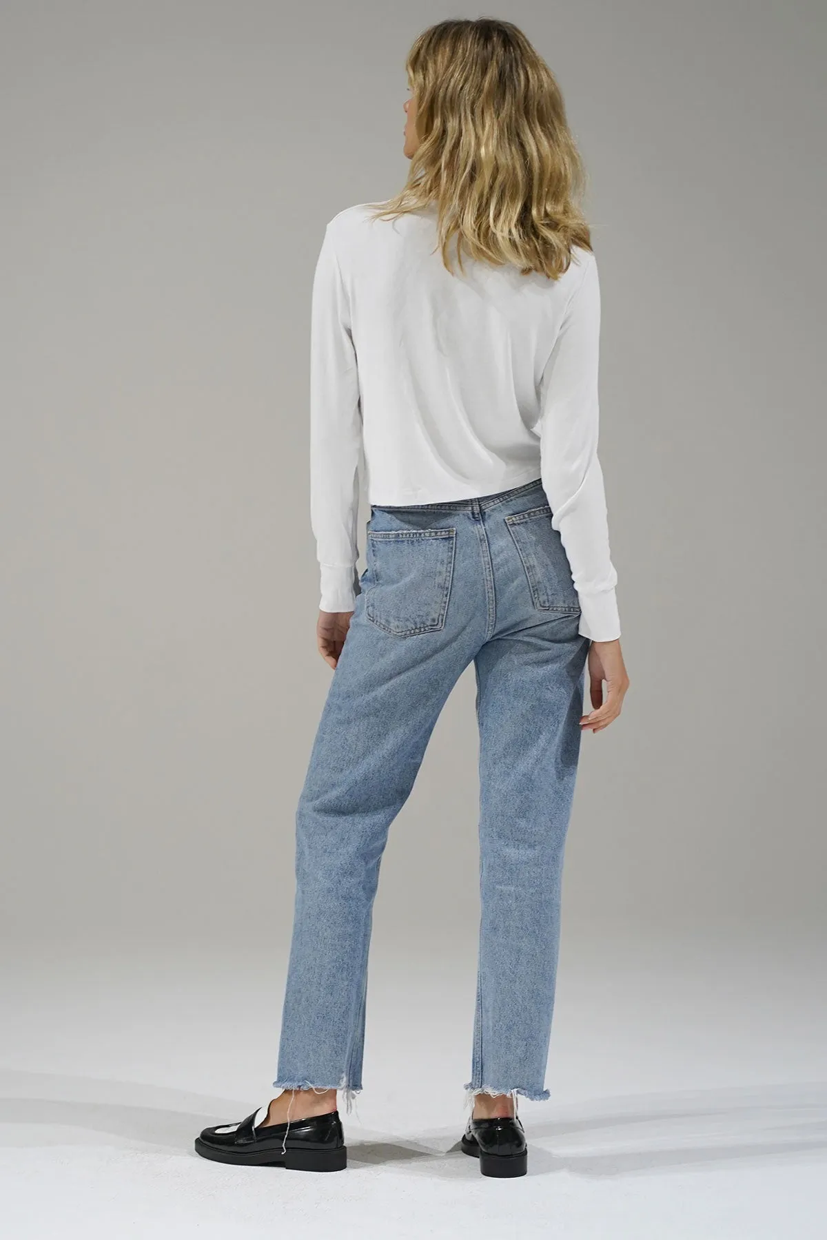 Long Sleeve Ribbed Crew - White sold by LNA product image thumbnail 5