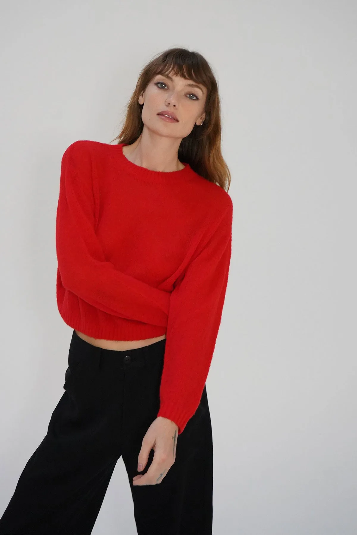La Costa Semi Sheer Sweater - Bright Red sold by LNA product image thumbnail 3
