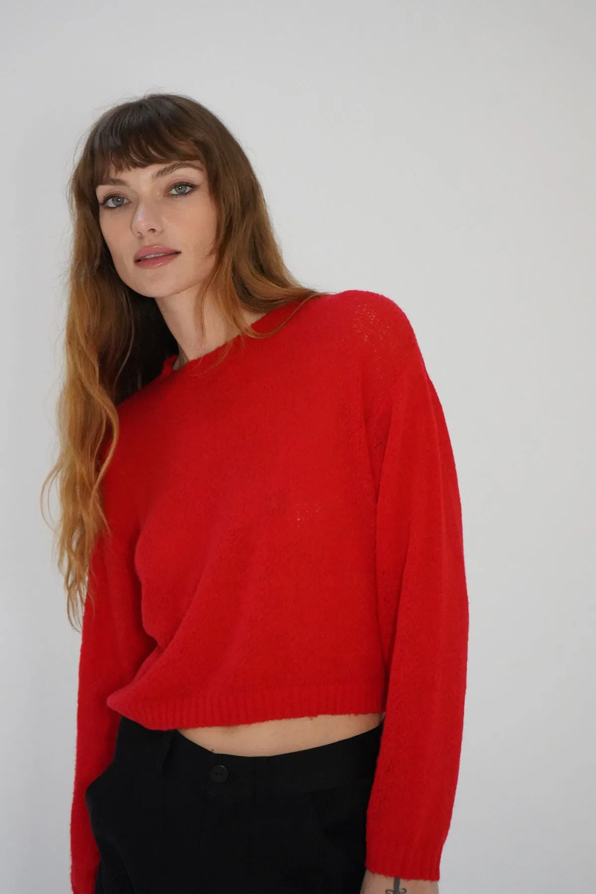 La Costa Semi Sheer Sweater - Bright Red sold by LNA product image thumbnail 4