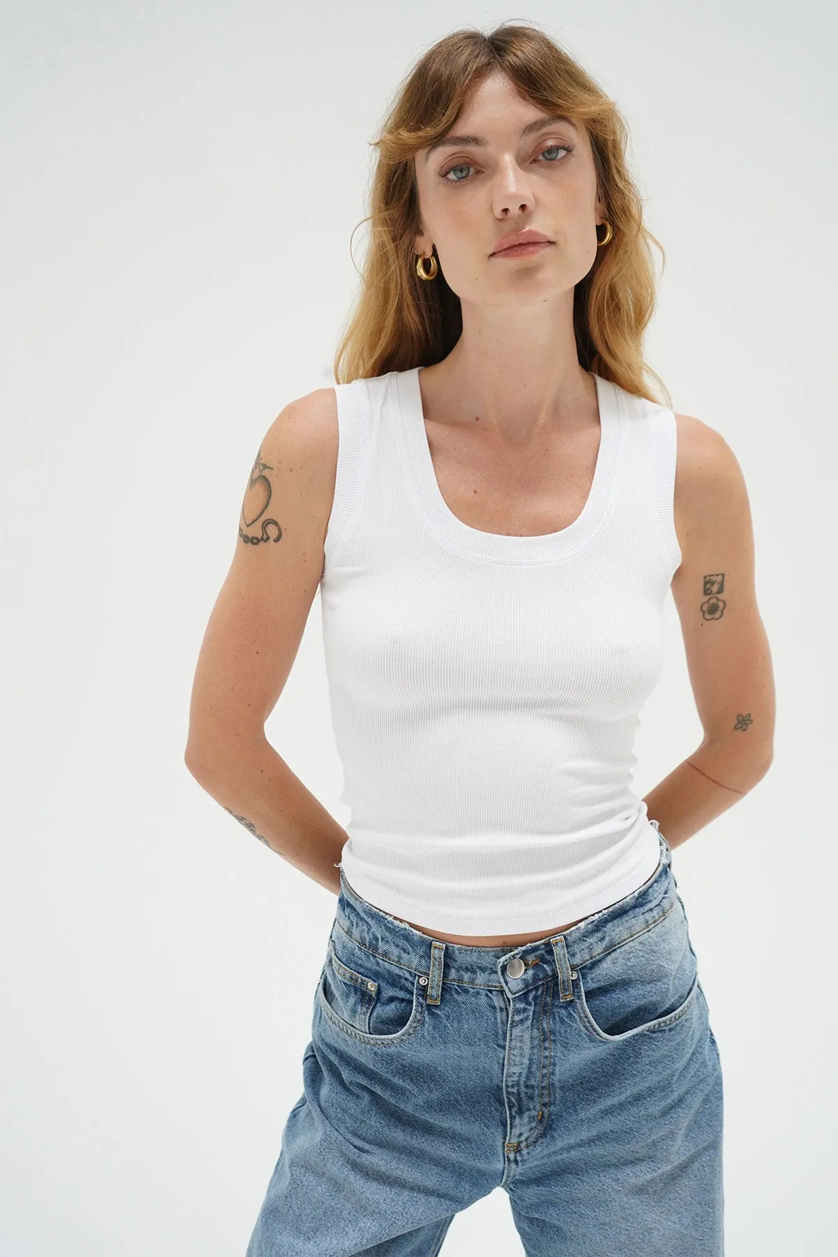 Deep U Ribbed Tank - White sold by LNA product image thumbnail 3