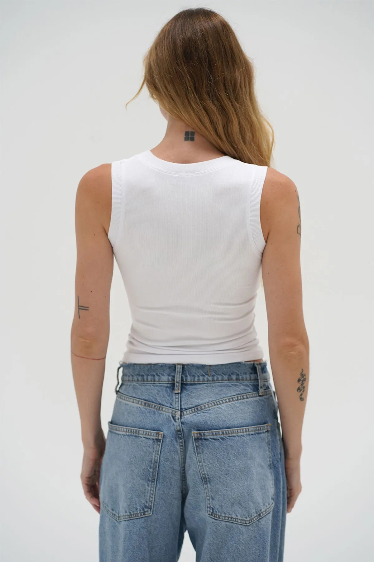 Deep U Ribbed Tank - White sold by LNA product image thumbnail 5