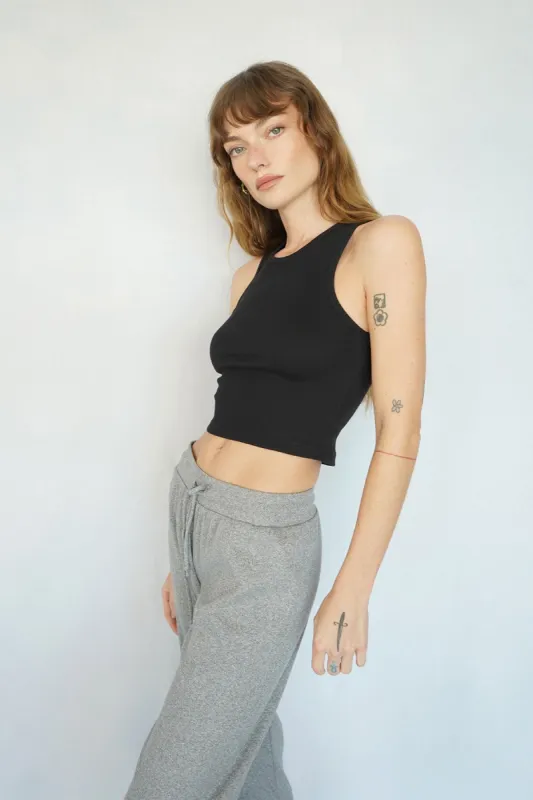 Maya Cotton Rib Tank - Black sold by LNA