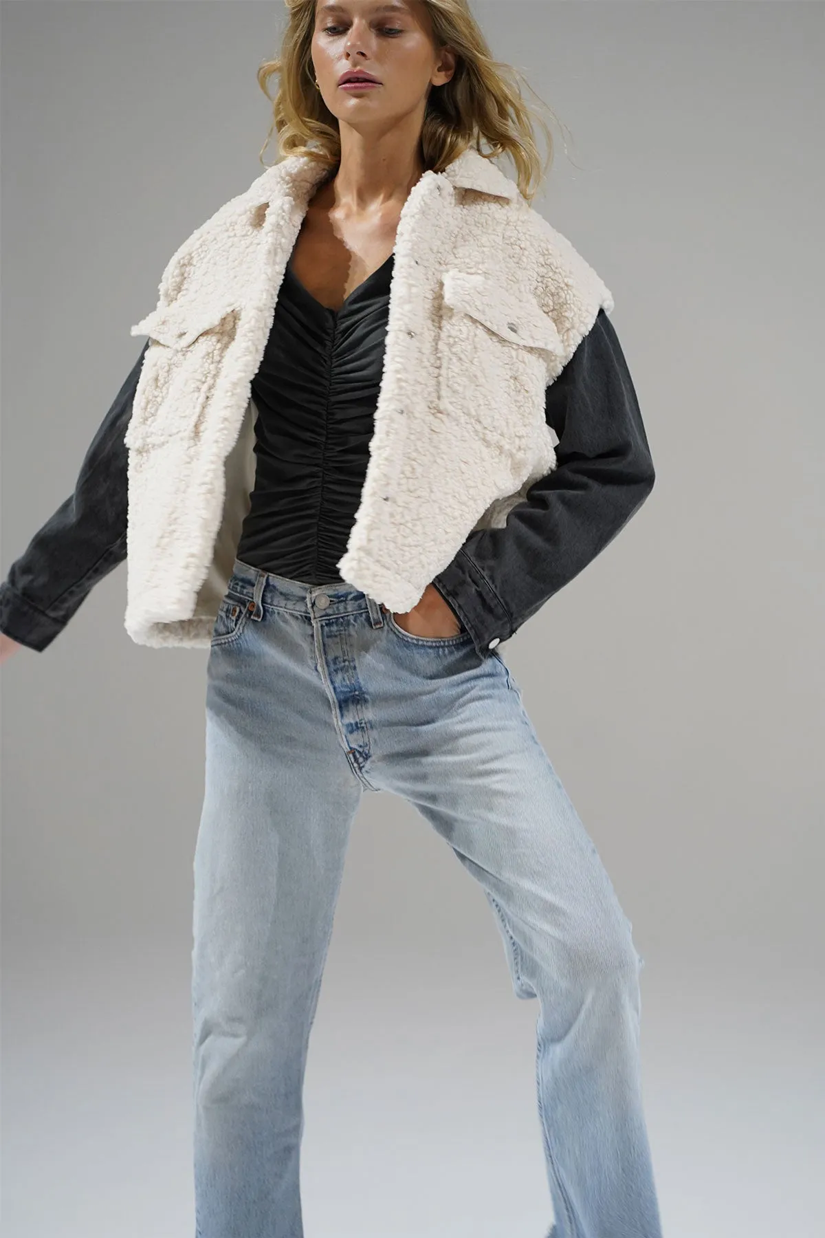 Riley Jacket - Cream & Grey sold by LNA product image thumbnail 3