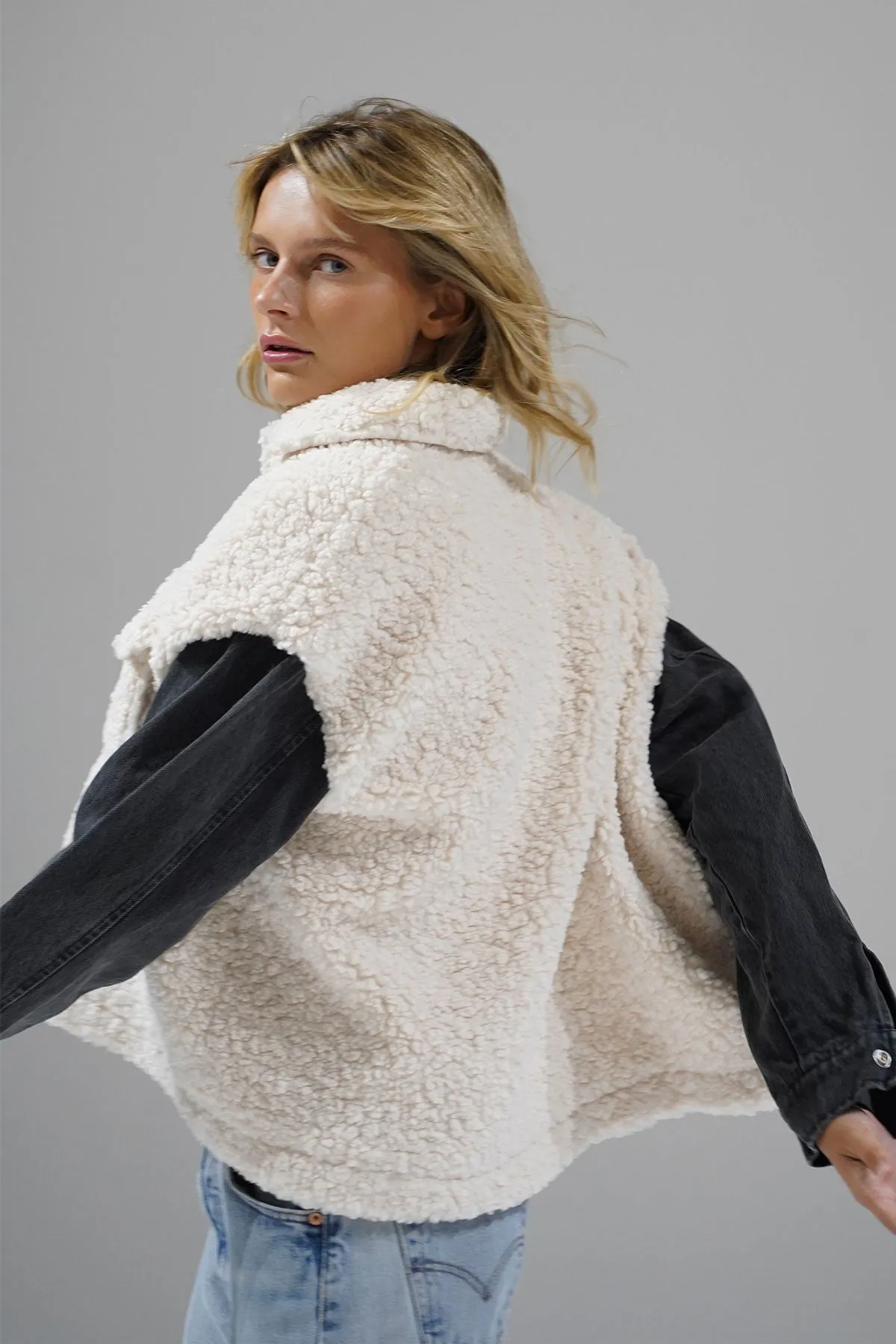 Riley Jacket - Cream & Grey sold by LNA product image thumbnail 4