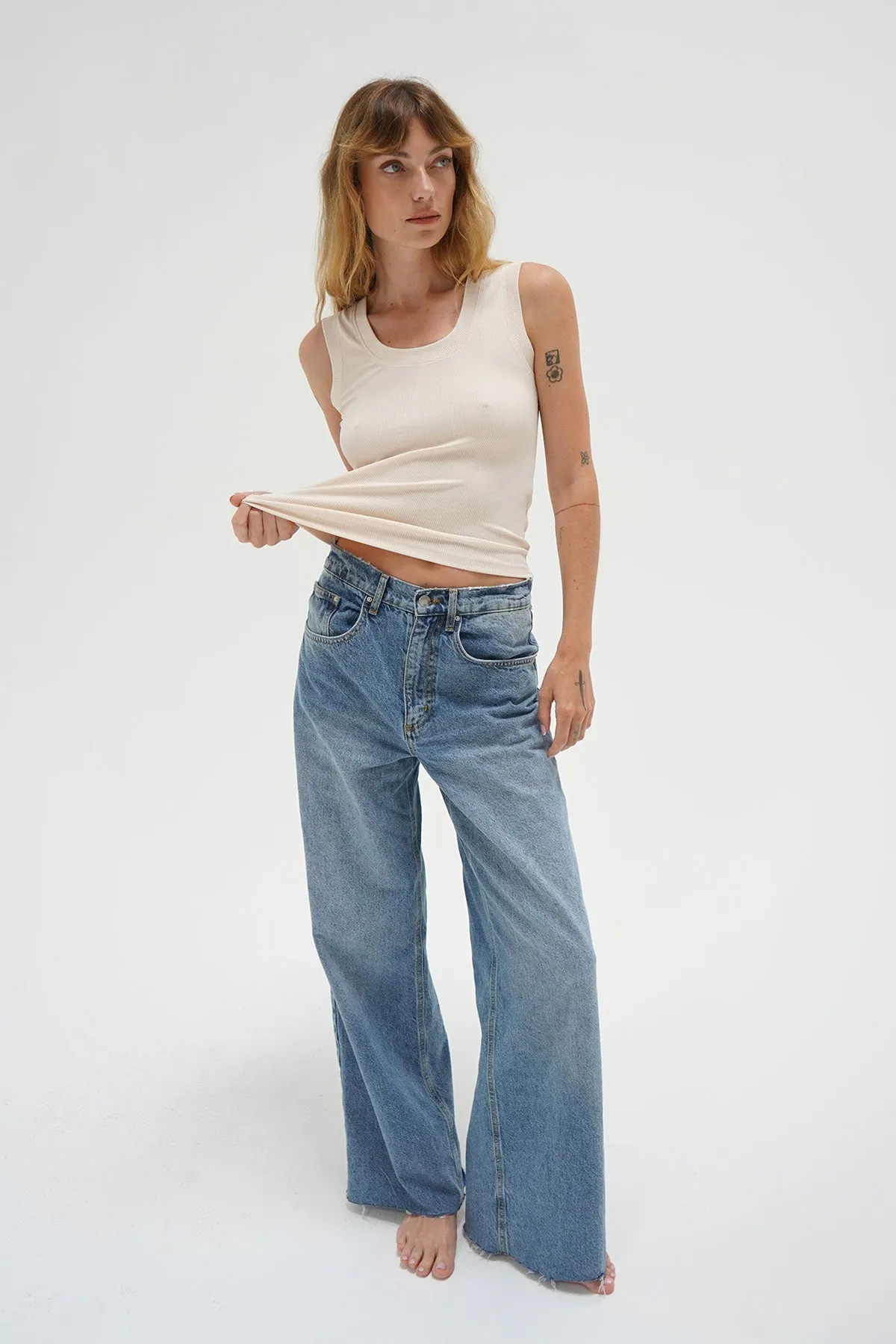 Deep U Ribbed Tank - Bone sold by LNA product image thumbnail 3