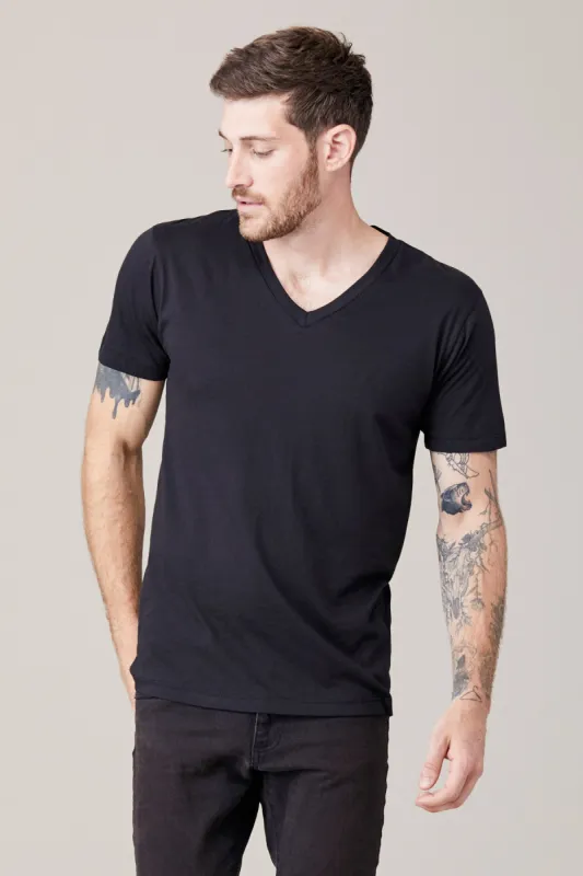 Men's Short Sleeve V Neck - Black sold by LNA