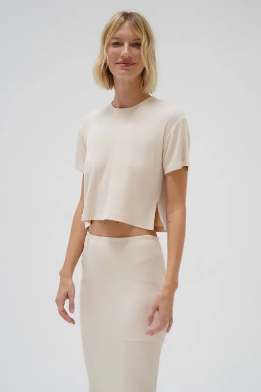 Brooklyn Ribbed Tee - Bone sold by LNA