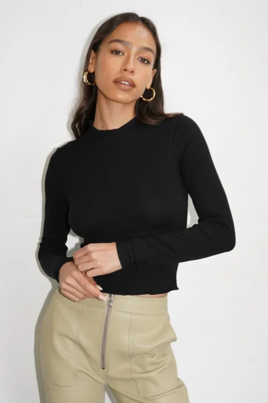 Rey Mock Neck Long Sleeve - Black sold by LNA