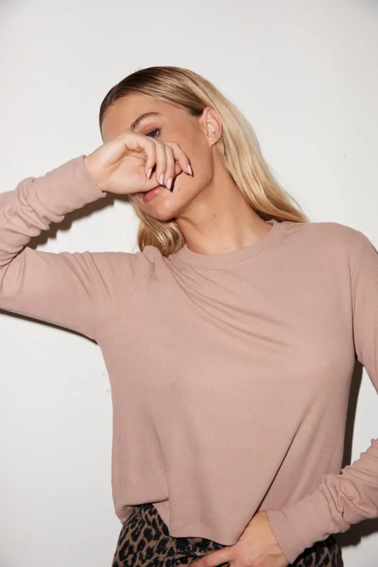 Long Sleeve Ribbed Crew - Nude sold by LNA