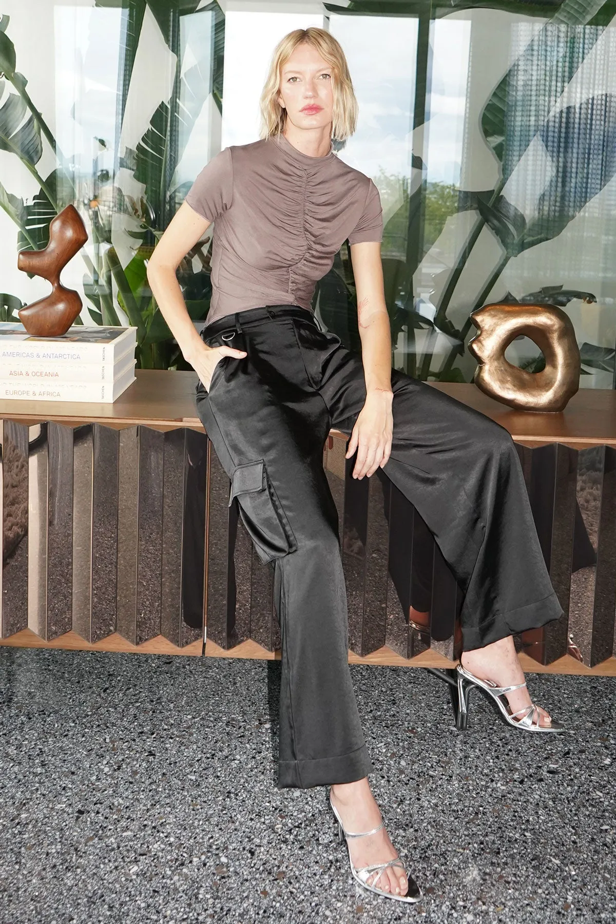 Lou Silky Cargo Pant - Black sold by LNA product image thumbnail 3