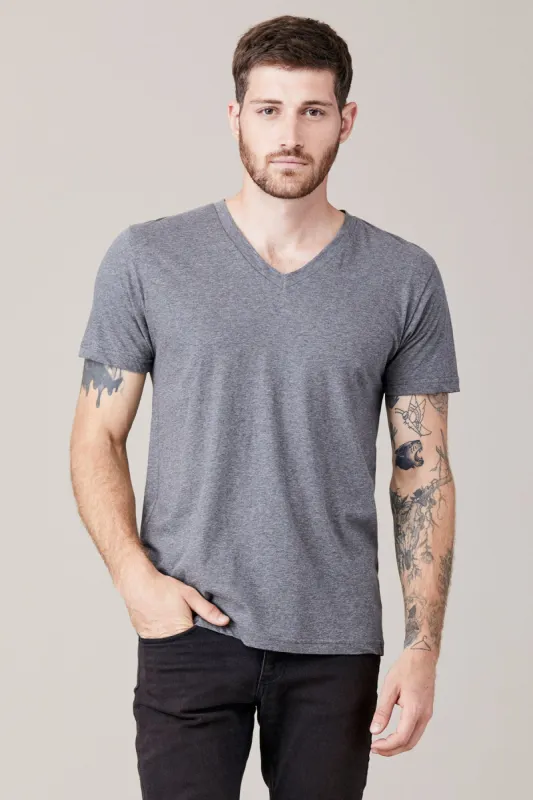 Men's Short Sleeve V Neck - Heather Grey sold by LNA