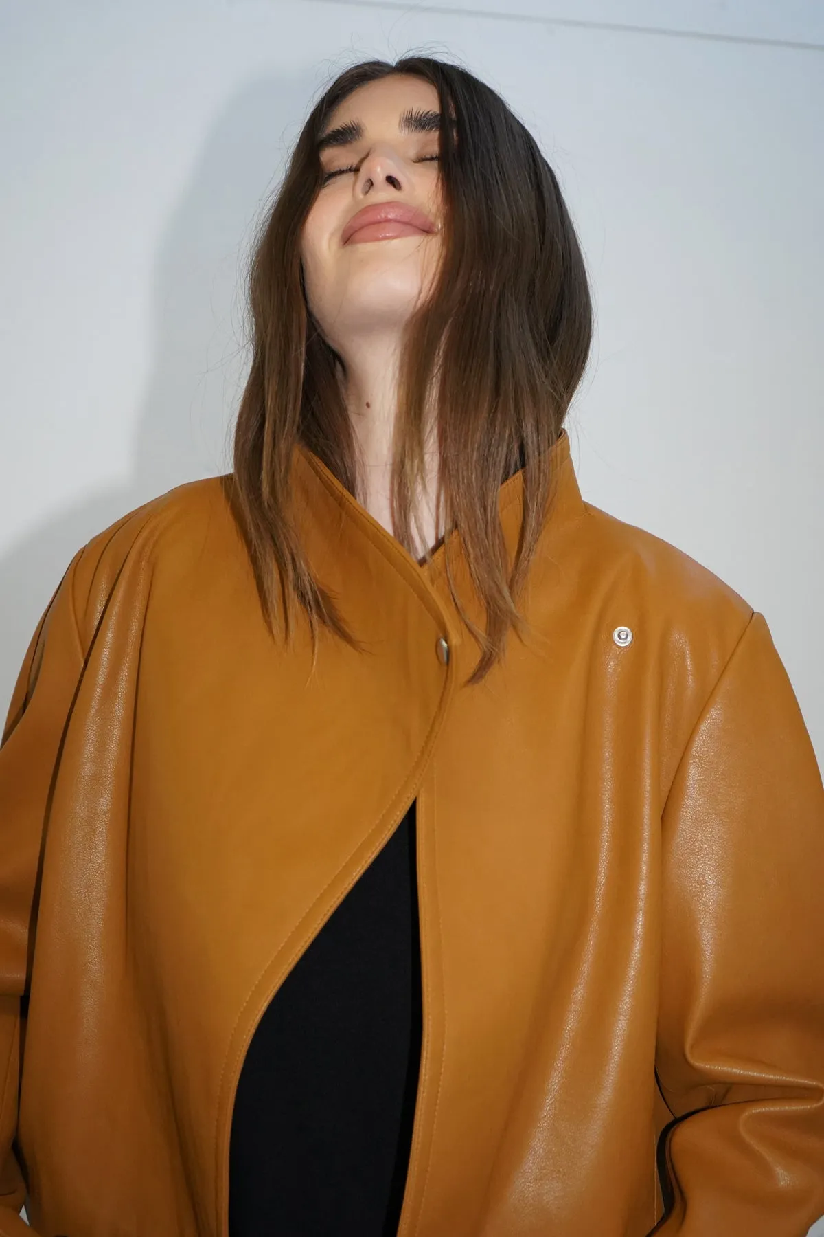 Solo Faux Leather Jacket - Toffee sold by LNA product image thumbnail 5