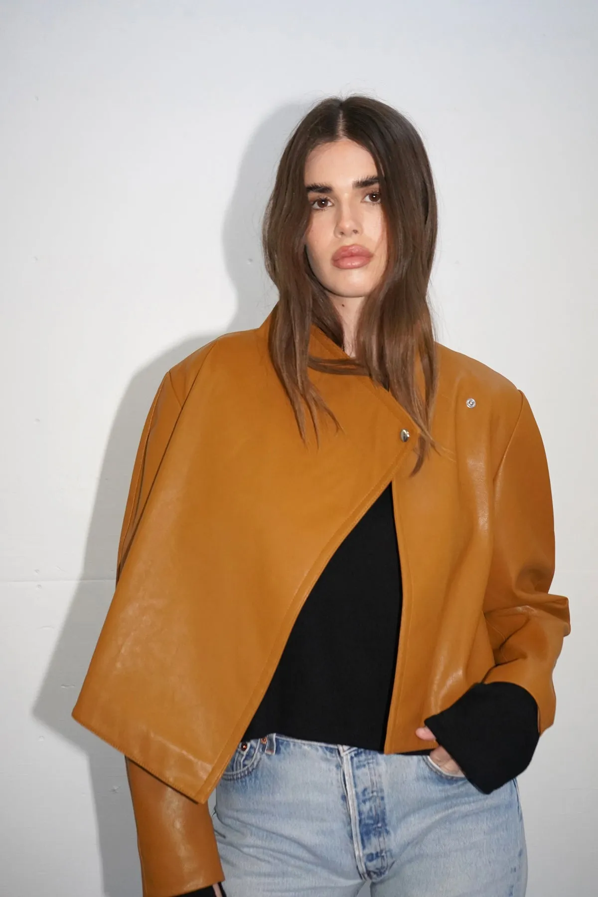 Solo Faux Leather Jacket - Toffee sold by LNA product image thumbnail 2