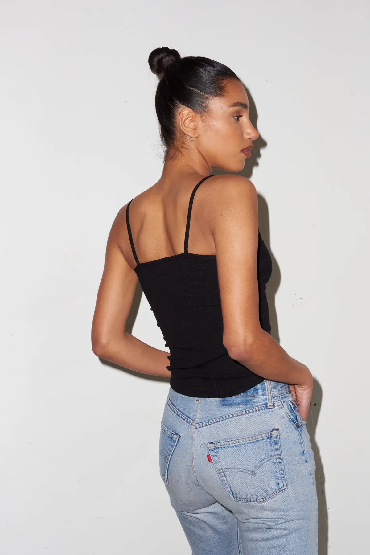 Lia Ribbed Cami - Black sold by LNA product image thumbnail 4