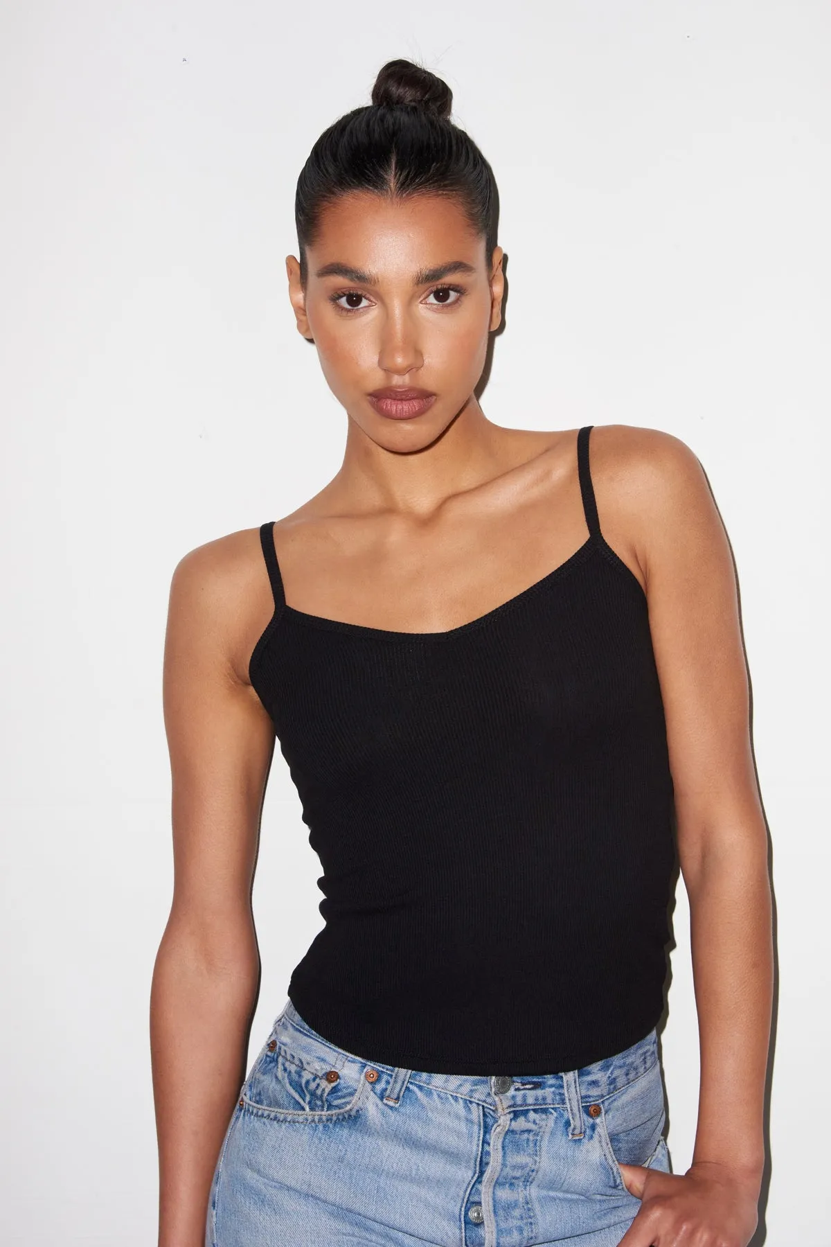 Lia Ribbed Cami - Black sold by LNA product image thumbnail 3
