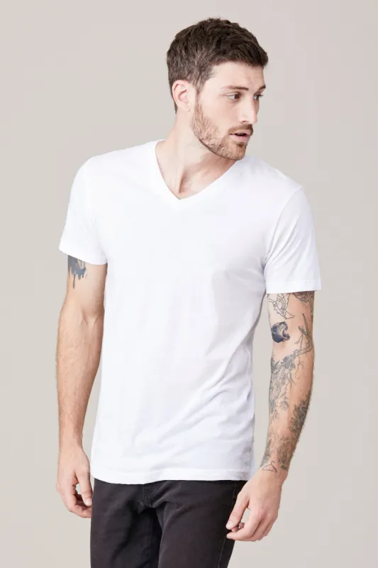 Men's Short Sleeve V Neck - White sold by LNA