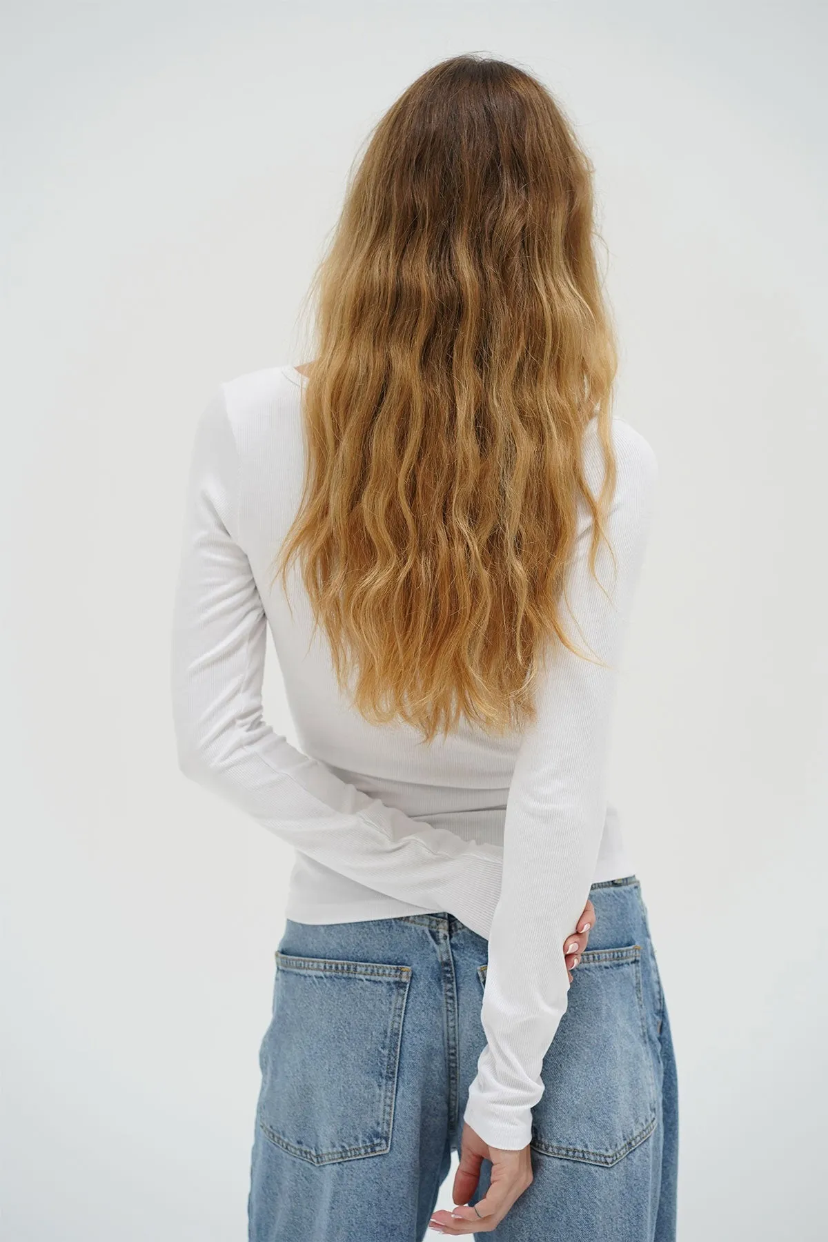 Emory Notch Long Sleeve - White sold by LNA product image thumbnail 3