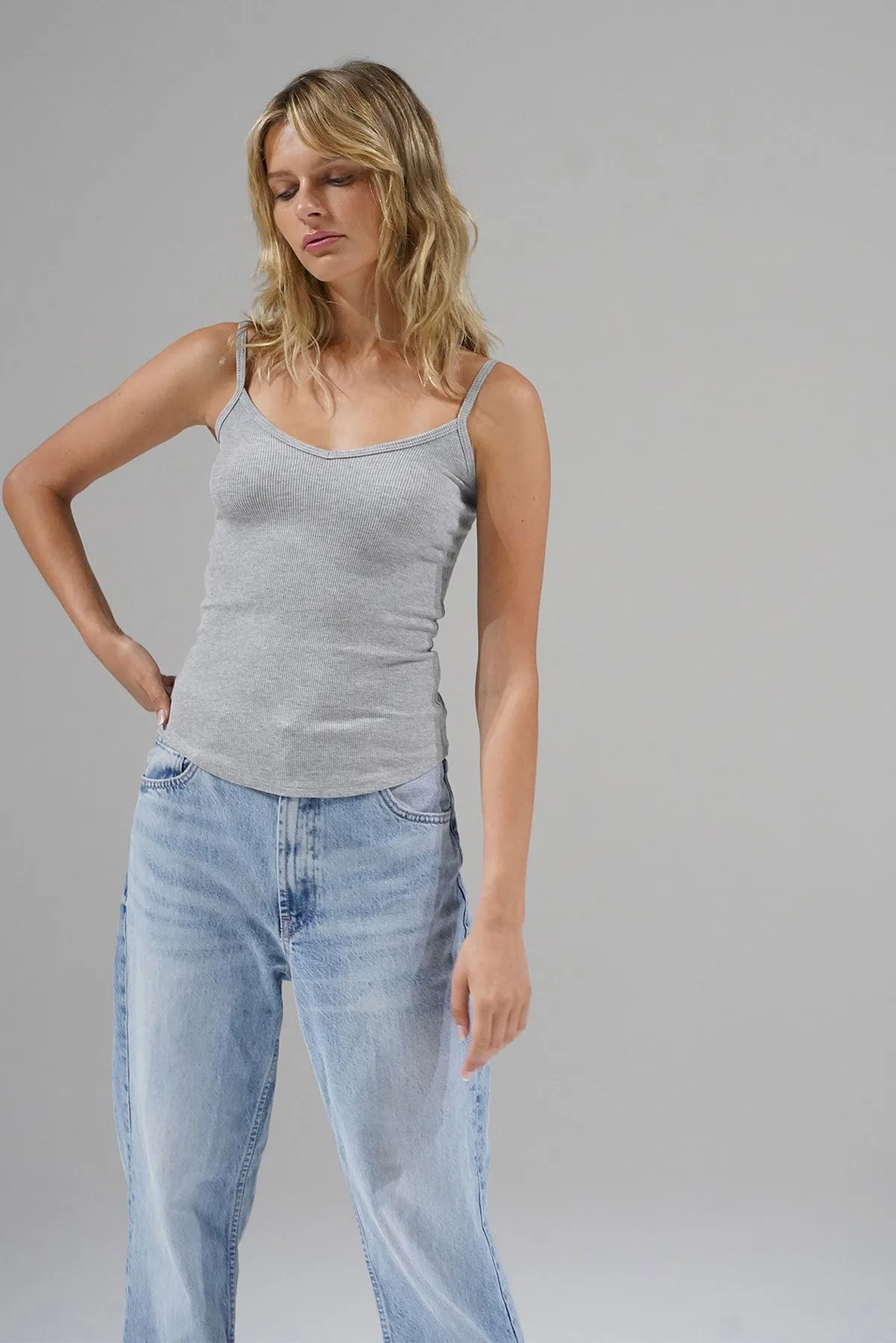 Lia Ribbed Cami - Heather Grey sold by LNA
