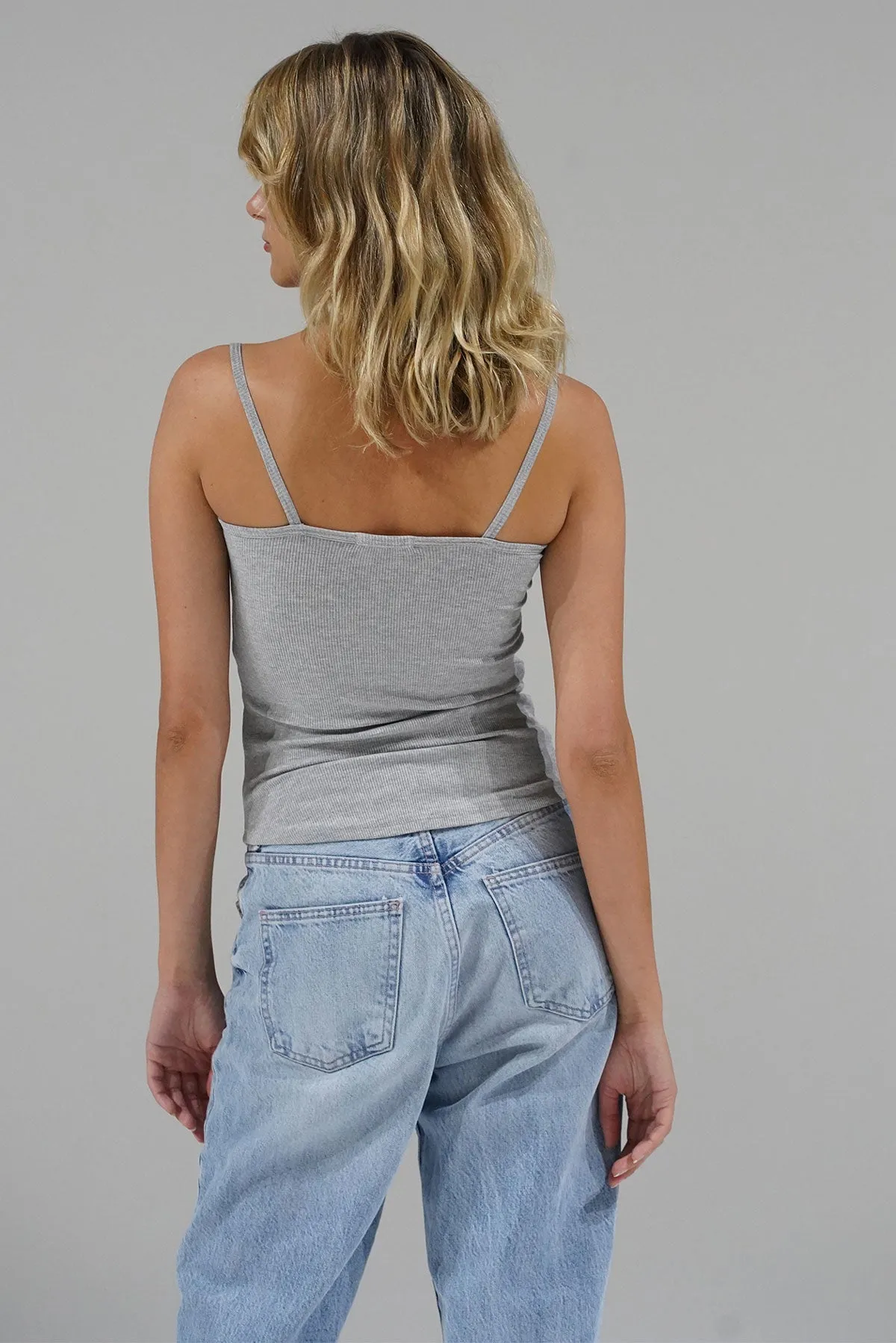 Lia Ribbed Cami - Heather Grey sold by LNA product image thumbnail 4